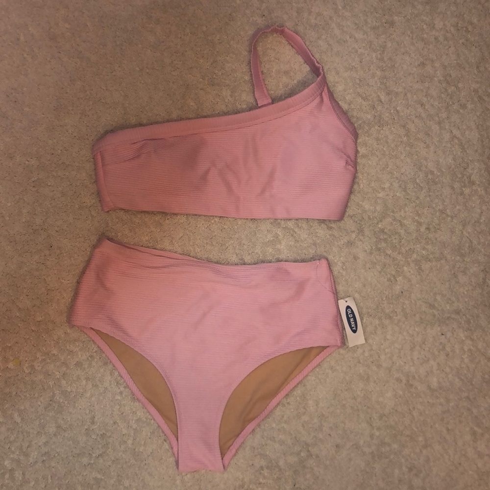 Pink one shoulder bikini